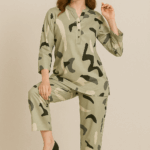 Olive Abstract Print Co-ord Set