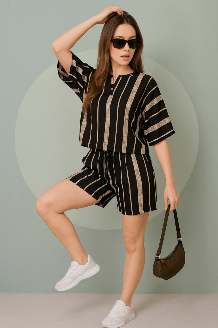 Striped Relaxed-Fit Co-ord Set - Image 1