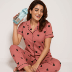 Blush Pink Heart Print Nightsuit