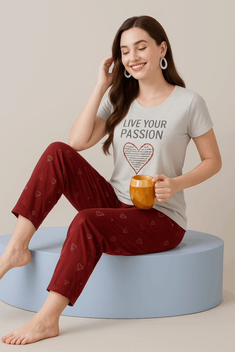 Heart Print Pajama Set - Image 1