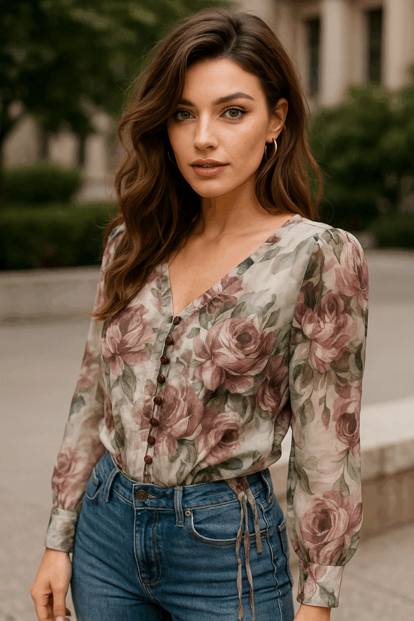 flower printed full sleeve top