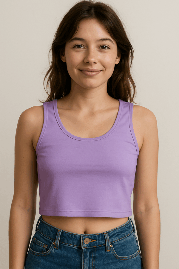 Lilac Ease Ribbed Sleeveless Crop Tank