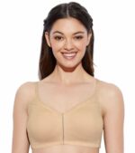 "Enamor A075 Nude Full Coverage Bra - Non-Padded, Seamless, Stylish Neck Design, Full Support for Everyday Wear"