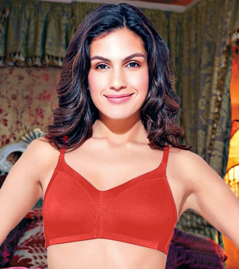 "Enamor AB75 Red Full Coverage Bra - Non-Padded, Seamless, Stylish Neck Design, Full Support for Everyday Wear" - Image 1