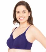 "Enamor A075 Blue Full Coverage Bra - Non-Padded, Seamless, Stylish Neck Design, Full Support for Everyday Wear" - Image 2