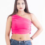 Hot Pink One-Shoulder Ruched Crop Top