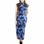 Midnight Blue Butterfly Print Bodycon Dress
