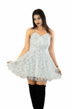 White Floral Lace Fit & Flare Mini Dress - Image 2