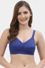 "Floret Crossfit Blue Full Coverage Bra - Non-Padded, Seamless, Full Support for Everyday Wear"