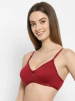 Floret Katrina Red Bra - Non-Padded, Medium Coverage, Seamless, Stylish Design for Everyday Wear" - Image 3