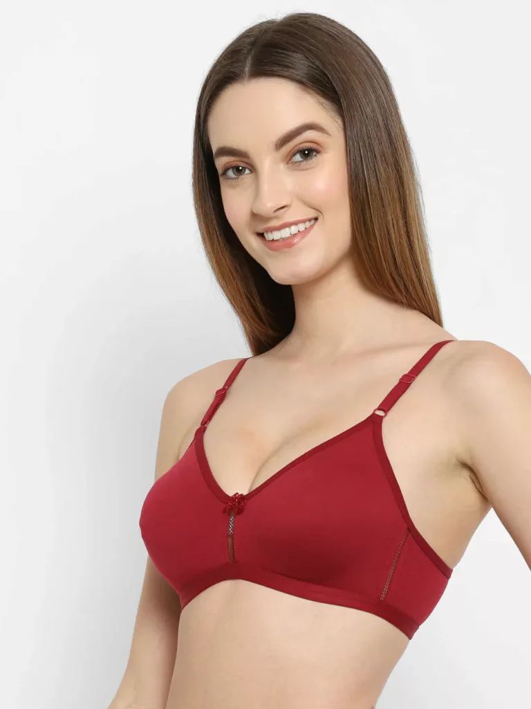 Floret Katrina Red Bra - Non-Padded, Medium Coverage, Seamless, Stylish Design for Everyday Wear" - Image 3