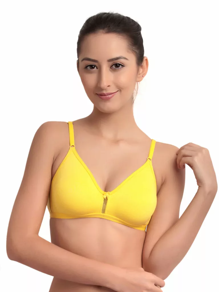 "Floret Katrina yellow Bra - Non-Padded, Medium Coverage, Seamless, Stylish Design for Everyday Wear" - Image 1