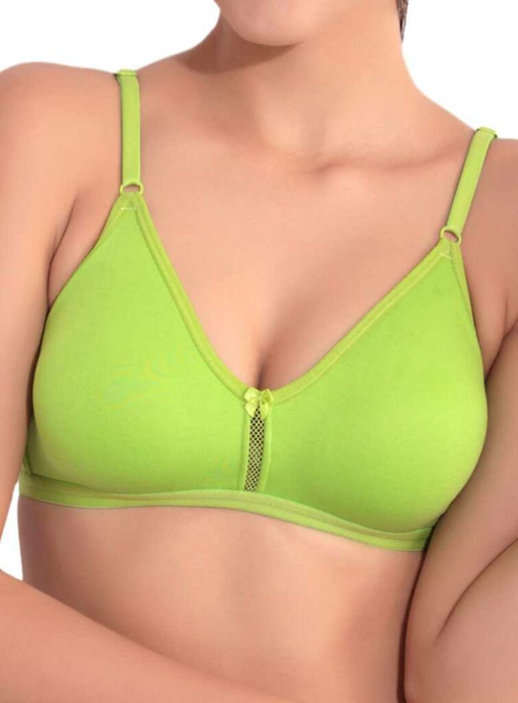 "Floret Katrina Lime Green Bra - Non-Padded, Medium Coverage, Seamless, Stylish Design for Everyday Wear" - Image 3