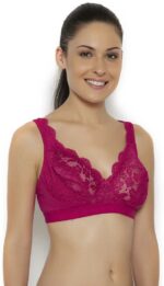 "Floret Cristina Pink Bra - Non-Padded, Full Coverage, Stylish Net Pattern for Everyday Use" - Image 2