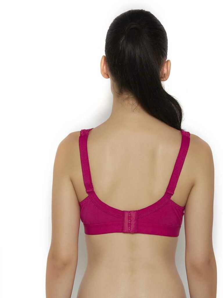"Floret Cristina Pink Bra - Non-Padded, Full Coverage, Stylish Net Pattern for Everyday Use" - Image 4
