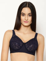 Floret T3060 Blue Bra - Non-Padded, Full Coverage, Stylish Net Pattern for Everyday Use"