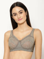 "Floret T3060 ivory Bra - Non-Padded, Full Coverage, Stylish Net Pattern for Everyday Use"