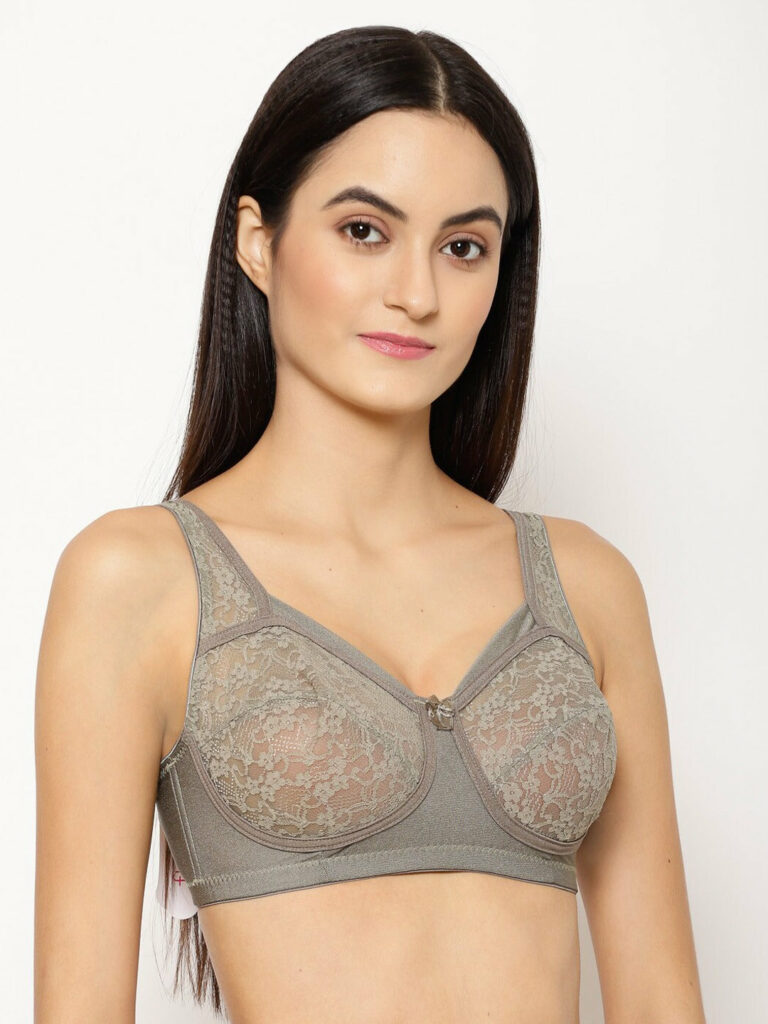 "Floret T3060 ivory Bra - Non-Padded, Full Coverage, Stylish Net Pattern for Everyday Use" - Image 2