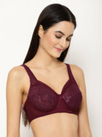 "Floret T3060 Wine Bra - Non-Padded, Full Coverage, Stylish Net Pattern for Everyday Use - Image 2