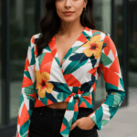 Tropical Floral Wrap Multicolour Crop top