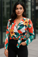Tropical Floral Wrap Multicolour Crop top