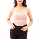 Women's Pink Knit Crop Top