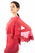 Red Sequin Overlay Shift Dress - Image 2