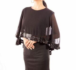 Home - Ladies Own 47 Black Dress With Sequin Trimmed Sheer Overlay