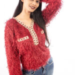 Crimson Luxe Textured Tunic