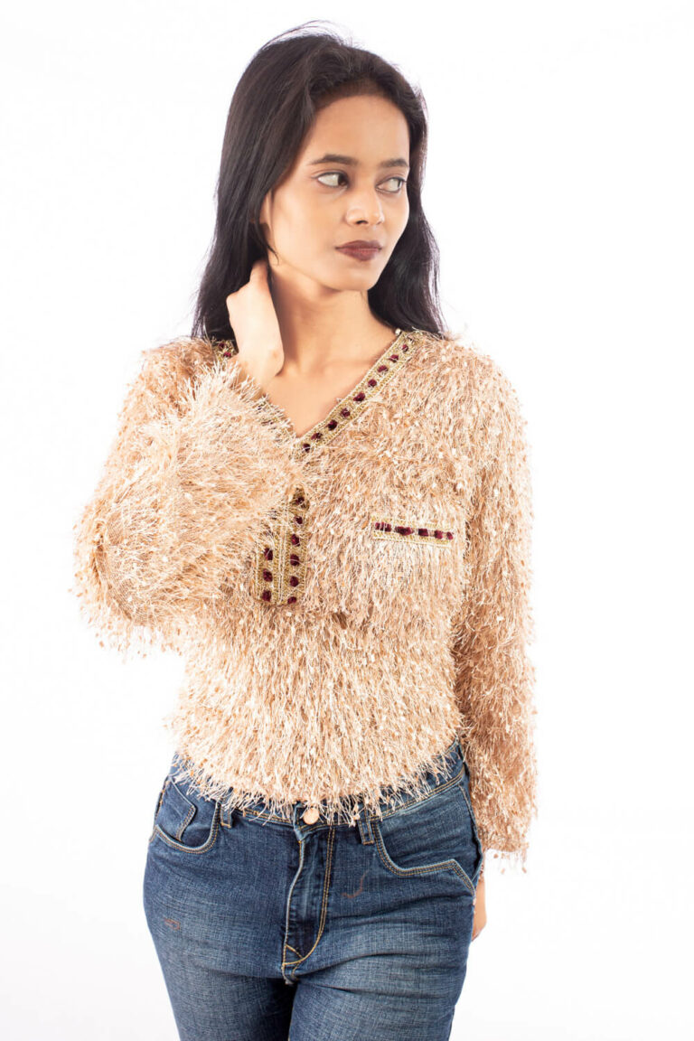 Golden Tinsel Luxe Textured Top - Image 1
