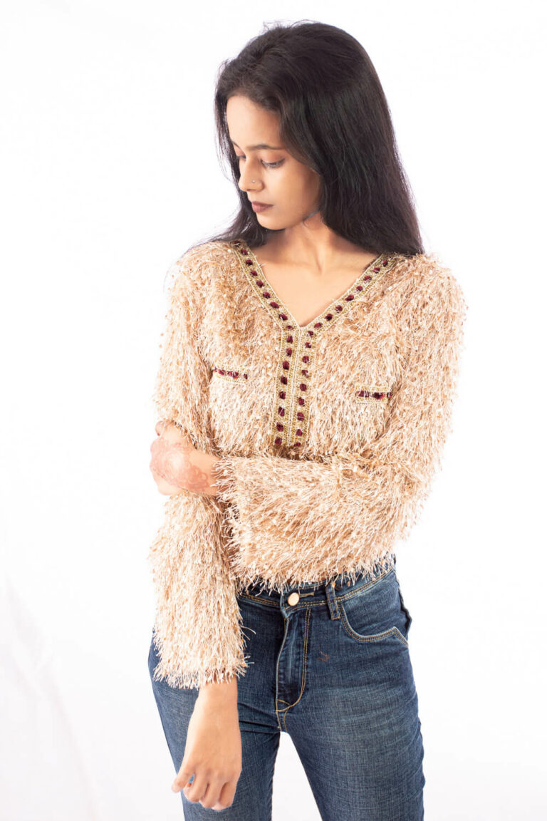 Golden Tinsel Luxe Textured Top - Image 2