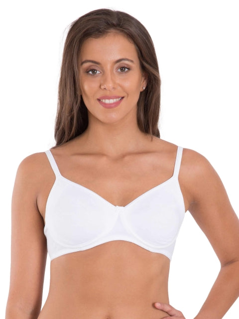 Jockey 1722 White Seamless Bra - Side Support Non-Padded Medium Coverage for Everyday Use