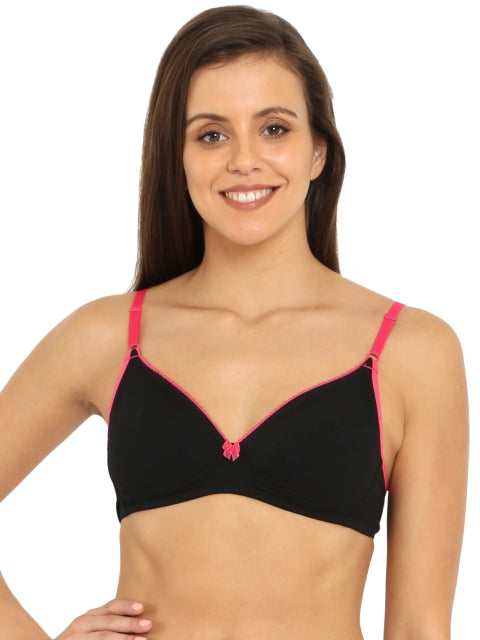 "Jockey 3101 Black Seamless Bra - Side Support, Non-Padded, Medium Coverage for Everyday Comfort"