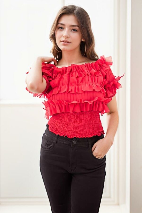 Red ruched cami top