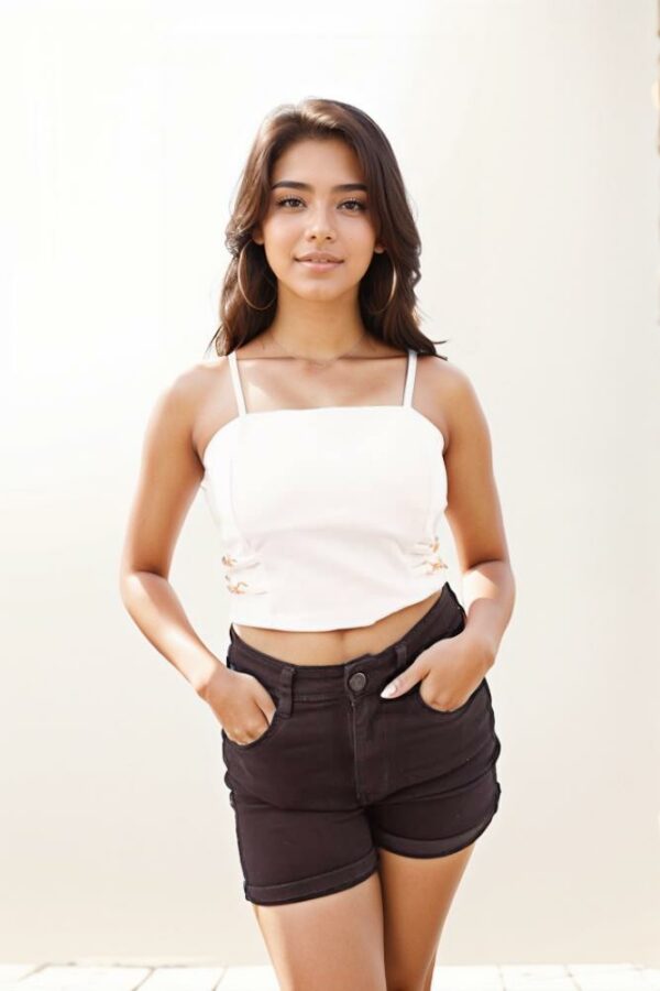 Side Clasp Detail Crop Cami top in white