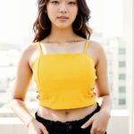 Yellow knitted crop top