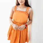 Orange Lace-Trim co ord set