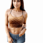 Patterned velvet Crop Top