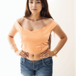 Peach Bardot Crop Top – Soft Satin Finish