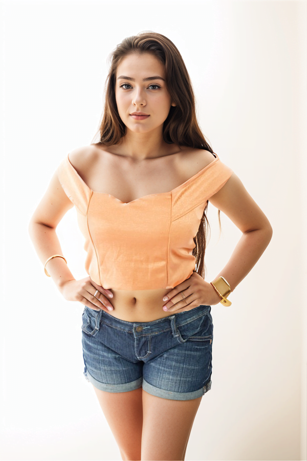 Peach Bardot Crop Top – Soft Satin Finish