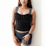 Women's Black Embellished Tank Top