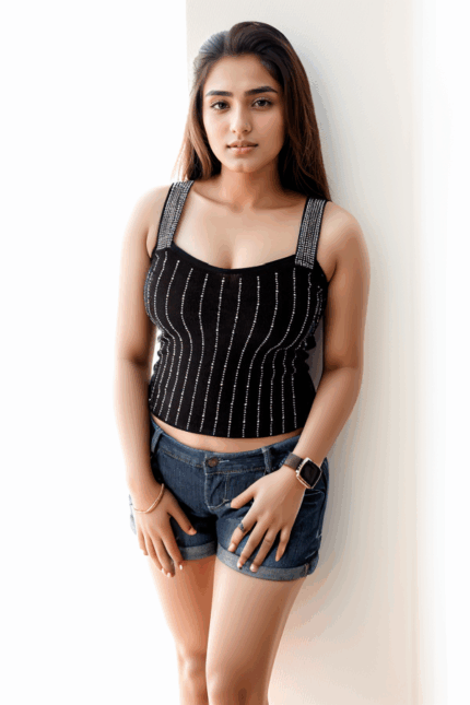 Women's Black Embellished Tank Top