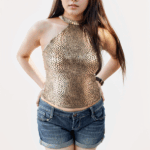 Metallic Gold Halter Neck Crop Top