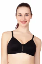 Floret Katrina Black Bra - Non-Padded, Medium Coverage, Seamless, Stylish Design for Everyday Wear"