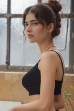 seamless Removable pads Cami bra in black - Image 3