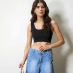 Polyamide full coverage Padded Sports Bra in black