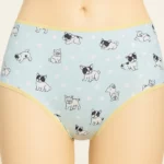 Light Blue Dog Print MidRise seamless Panty