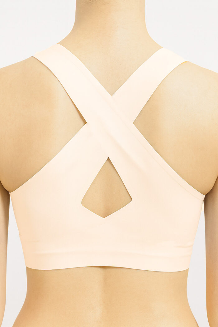Scoop-Neck Stretchable Seamless Padded Bra | Peach | Removable Pads | Full Coverage - Image 2