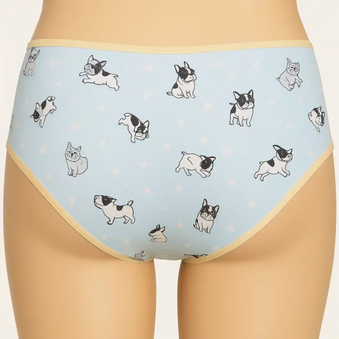 Light Blue Dog Print Midrise Seamless Panty - Image 2