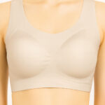 Scoop-Neck Stretchable Seamless Padded Bra | Peach | Removable Pads | full coverage